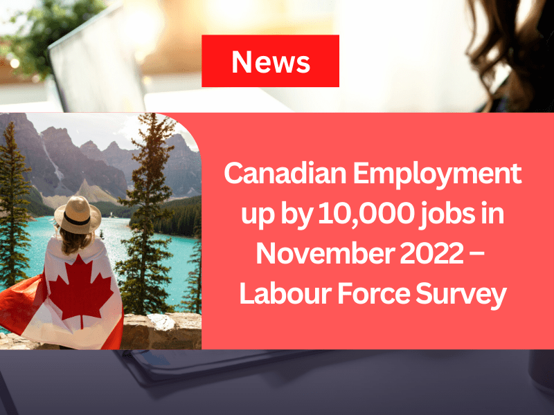 Canadian Employment up by 10,000 jobs in November 2022