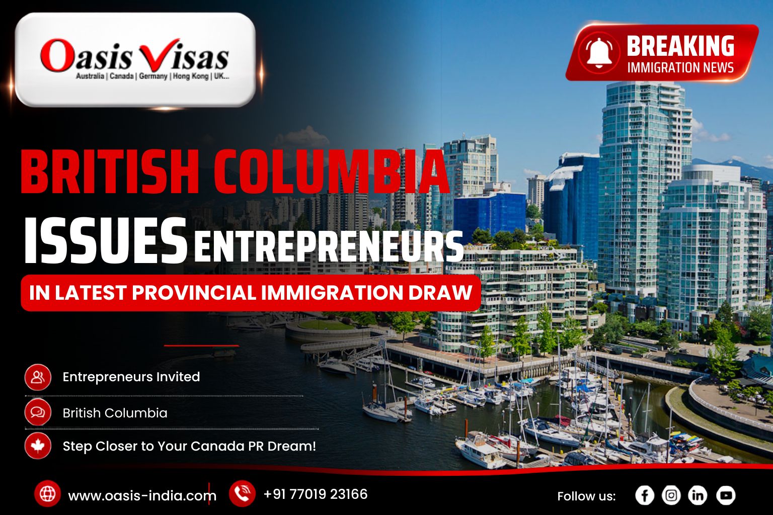 British Columbia Invites Entrepreneurs in Latest Provincial Immigration Draw