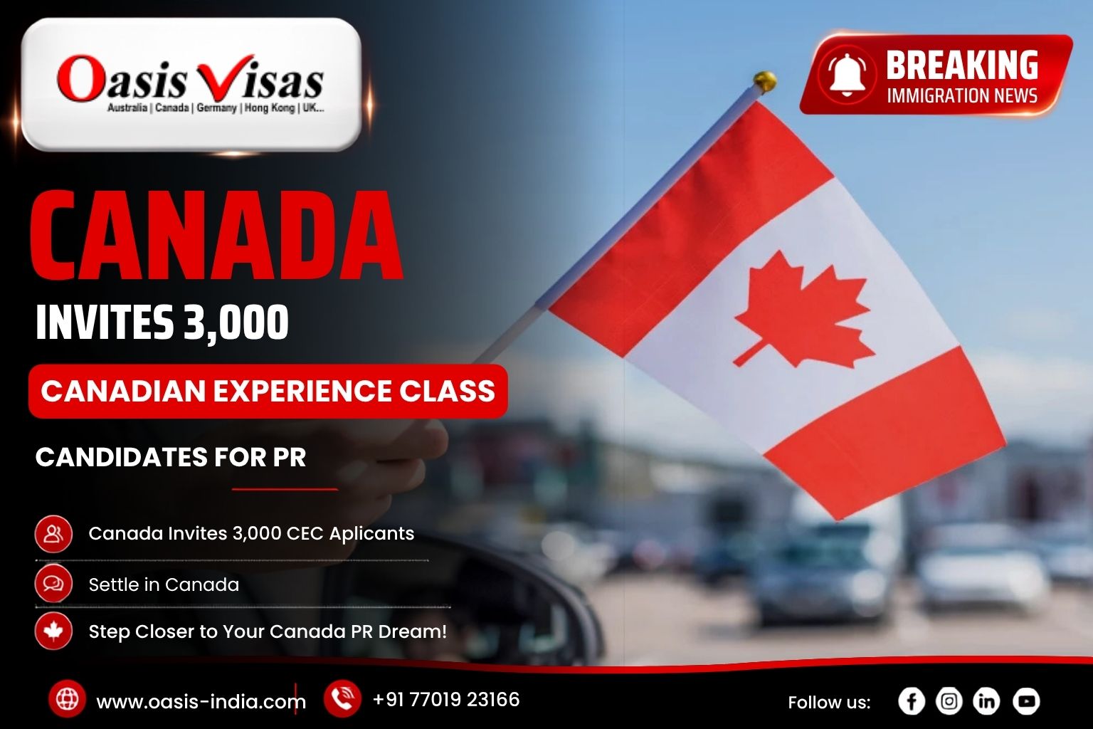 Canada Invites 3,000 Canadian Experience Class Candidates for Permanent Residence